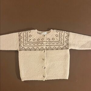 My Bebe Cream and Brown Patterned Kids Cardigan